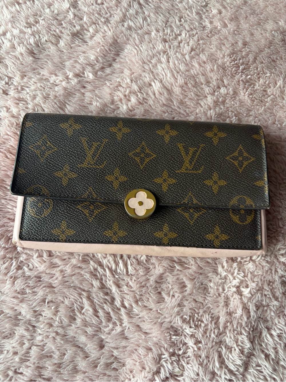 Authentic Louis Vuitton Flore Long Wallet Monogram Rose Ballerine
